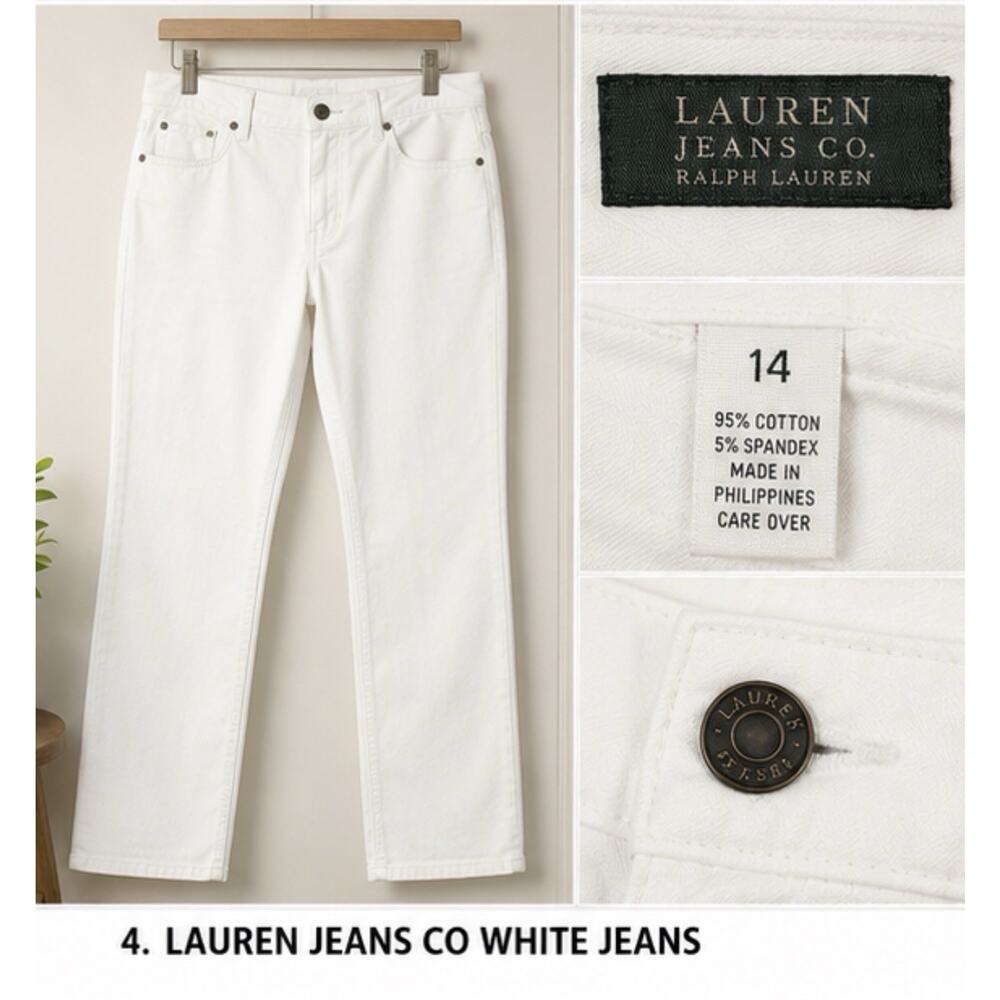 Lauren Jeans Co Ralph Lauren White Straight Leg Jeans Womens 14